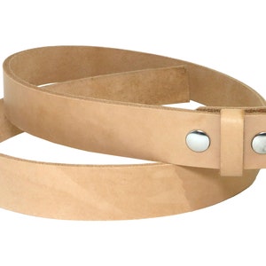 Extra Heavy 10-12oz Vegetable Tanned Leather Belt Blank w/ Snaps and Keeper, 55-65&quot; Length, Turn Back, 6 Snap Colors, Belt Replacement