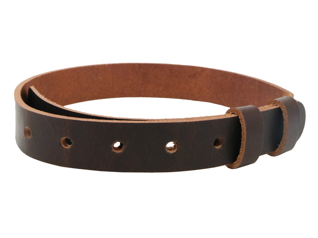 Matte Brown Leather Dog Collar Blank, Double Matching Keepers & Tab