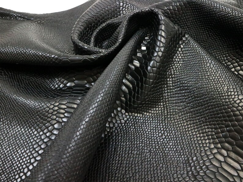 Black Snake Print Leather BLACK SNAKE TWIST Embossed Cowhide - Etsy