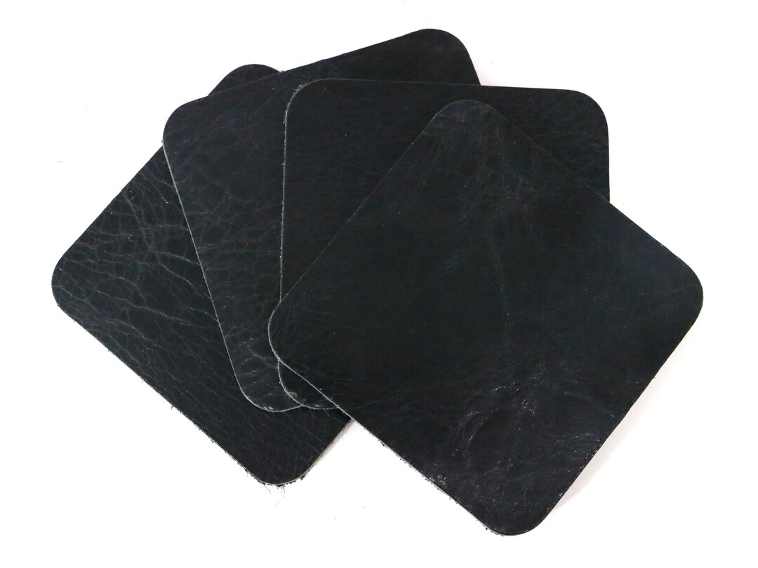 Black Leather Coaster Shapes VINTAGE GLAZED BLACK Etsy