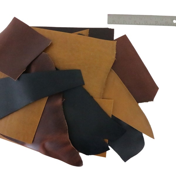 Oxford Xcel Leather Scrap, 1lb or 2lbs, Leather Scrap Bag, Cowhide Leather, Brown Scrap Leather For Crafting, Small Leather Pieces