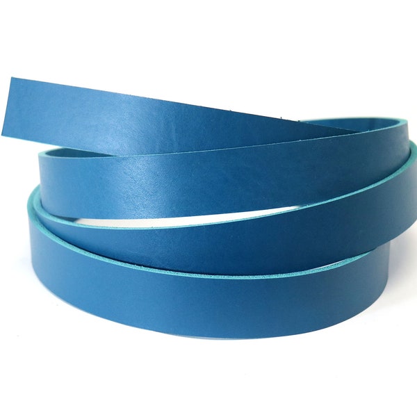 Blue Veg Tan Leather Strip, 60" - 72", Vegetable Tanned, Leather Strip, Pre-Dyed Blue Leather Strap, Veg Leather Strip, Full Grain Cowhide