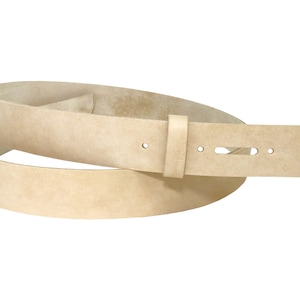 Vegetable Tanned Leather Belt Blank w/ Matching Keeper & No Snaps, 48&quot;-60&quot; Length, Belt Strip, Strap, Belt Replacement, Natural Veg Tan Belt