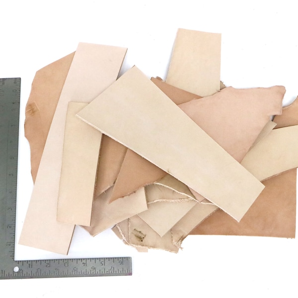 Two Pounds, Veg, Vegetable Tanned, 8/9oz, 10/12oz, 12/14, 2 lb Bag of Veg Tan Scrap, Leather Scrap Remnants, Leather Pieces for Stamping