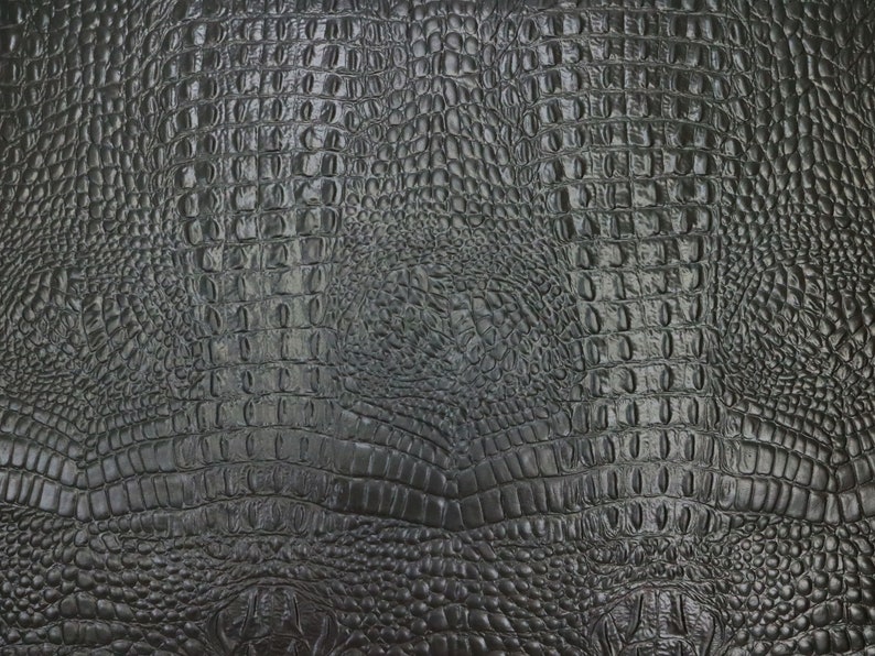 Black Croc Leather Croc Embossed Leather Leather for Etsy