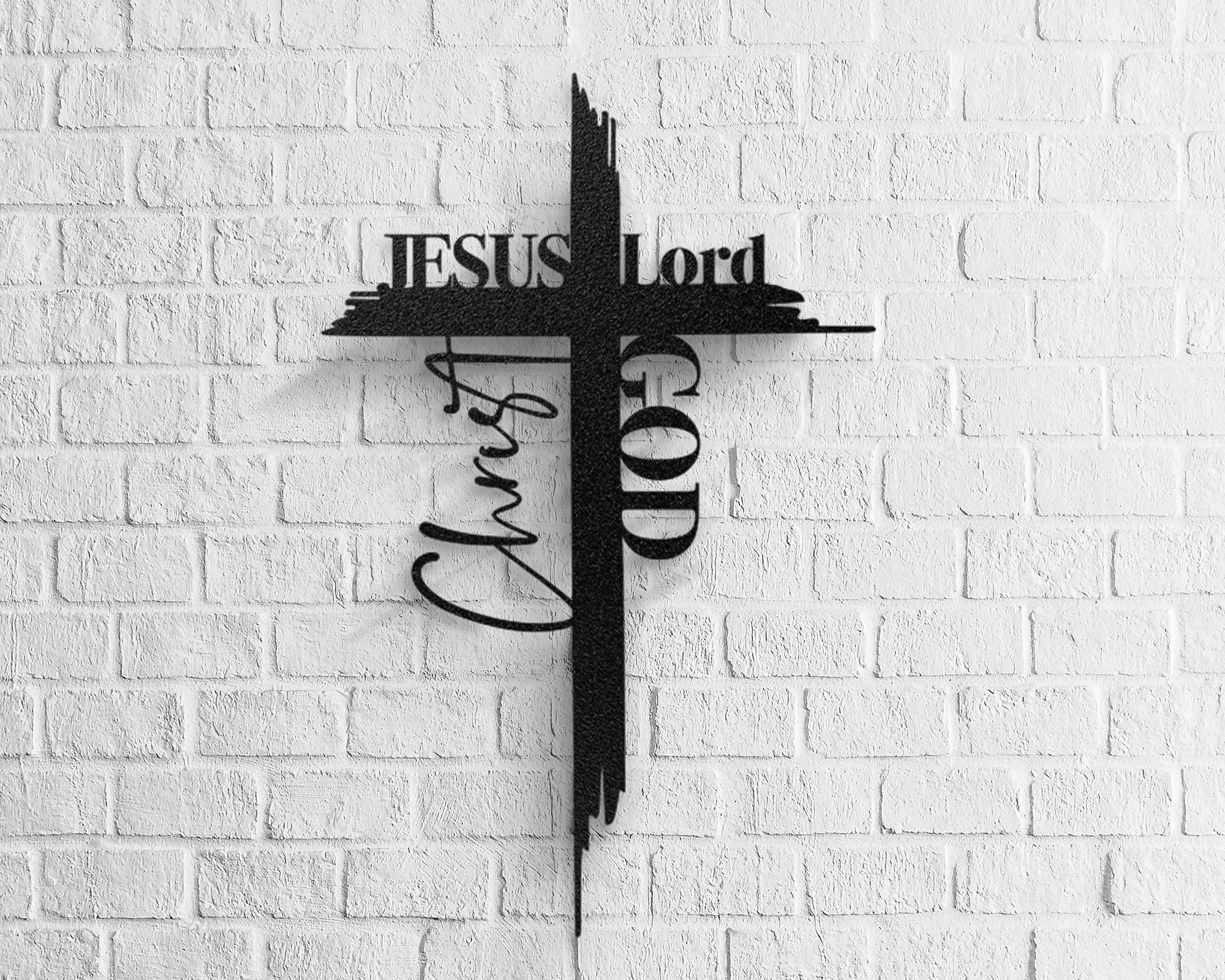 Christian Wall Art Lord Written Cross Metal Wall Art Cross Etsy