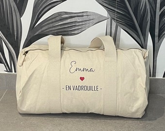 Sac de voyage personnalisé Ecru en coton bio