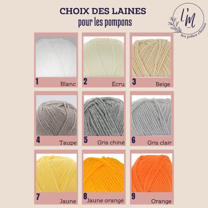 Moyen Panier boule ou thaïlandais personnalisable mot court au choix avec 2 ou 3 pompons afbeelding 8