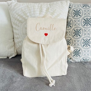 Mini sac à dos enfant personnalisable en coton coloris Ecru