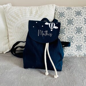 Mini sac à dos enfant personnalisable en coton coloris Bleu Marine
