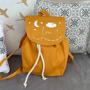 Mini sac à dos enfant personnalisable en coton coloris Moutarde