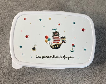 Boite à goûter Blanche enfant personnalisable / boite à goûter personnalisée prénom