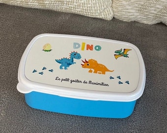 Boite à goûter Bleue enfant personnalisable / boite à goûter personnalisée prénom