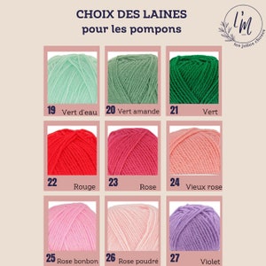 Moyen Panier boule ou thaïlandais personnalisable mot court au choix avec 2 ou 3 pompons afbeelding 10