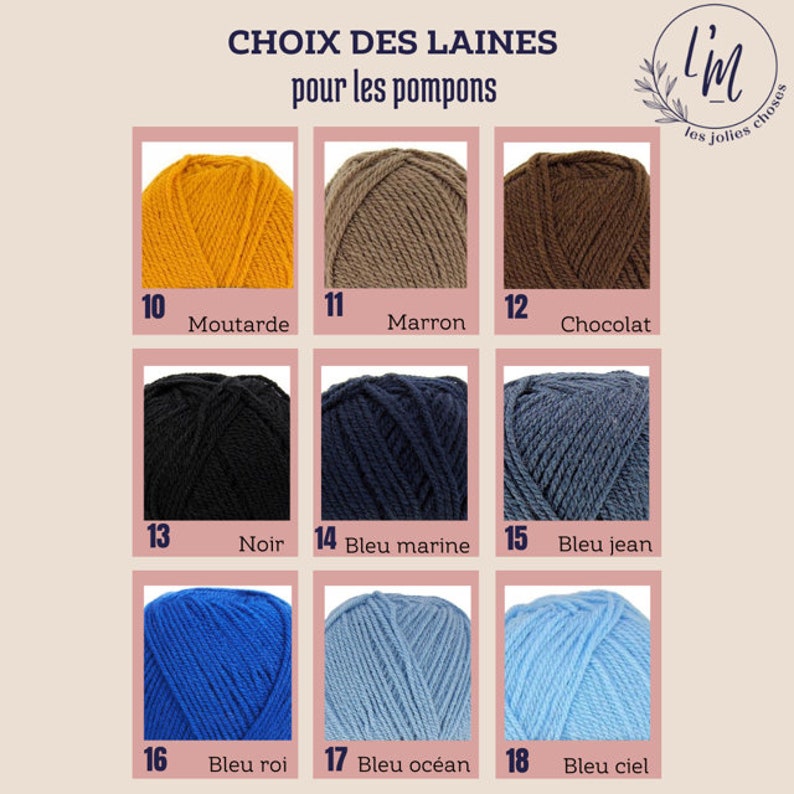 Moyen Panier boule ou thaïlandais personnalisable mot court au choix avec 2 ou 3 pompons afbeelding 9