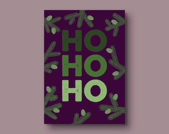 Postkarte "Ho Ho Ho" | Illustrierte Weihnachtskarte | Grußkarte | Weihnachtsgrüße | Karte A6 | FSC® zertifiziert