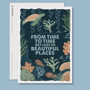 Postkarte Get lost in beautiful places Tauchen Affirmationskarte Reisen FSC® Zertifikat hochwertiger umweltfreundlicher Kunstdruck Bild 2