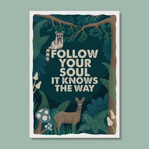Postkarte "Follow your soul" | Affirmationskarte Vertrauen | FSC® zertifiziert | hochwertiger Kunstdruck | positive Affirmation Selbstliebe