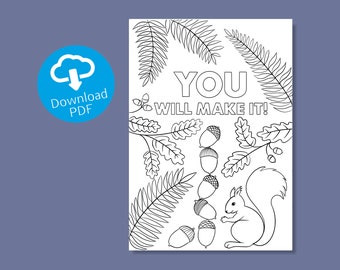 Coloring Card "Motivation" | Affirmation Card | Self love | craft and color for children, teachers and all adults | Printable Coloring Page