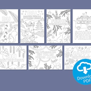 Conjunto de 7 cartas para você fazer | Cartões para colorir | colorir com crianças | para professores e todos os adultos | PDFs para impressão