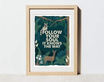 Poster "Follow your soul" | Affirmation Vertrauen | A4 Plakat | FSC® zertifiziert | hochwertiger Kunstdruck