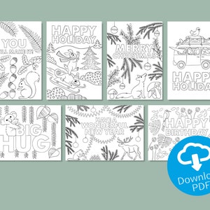 Conjunto de 7 cartas para você fazer (INGLÊS) | Cartões para colorir | colorir com crianças | para professores e todos os adultos | PDFs para impressão
