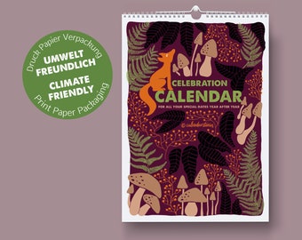 Geïllustreerde eeuwigdurende kalender in A4-formaat gemaakt van 100% gerecycled papier