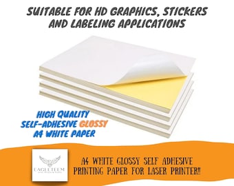 A4 White Glossy Self Adhesive/Sticky Back Label Printing Paper For Laser Printer