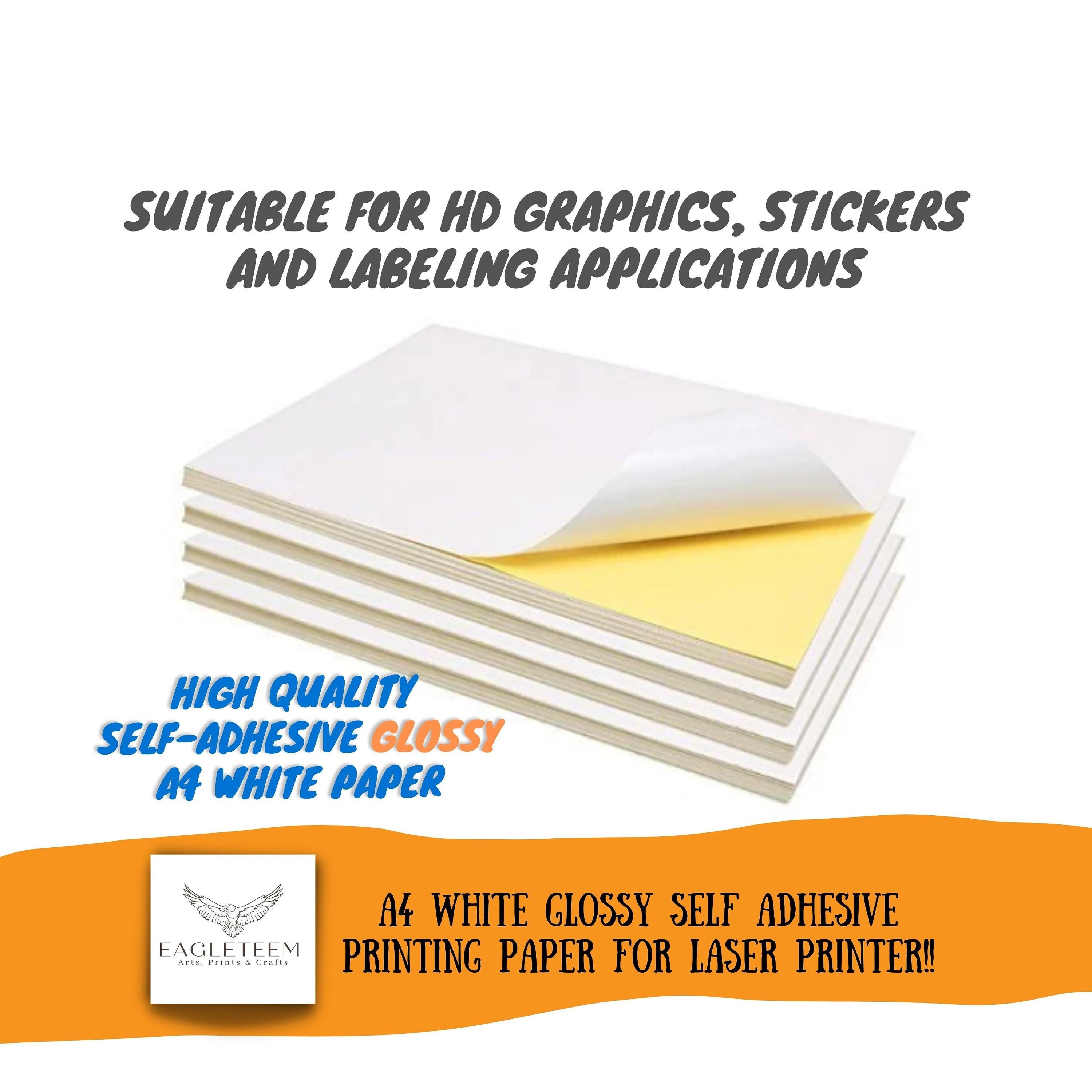 Sticker Paper Vinyl / 100 A4 Blank Matte or Glossy DIY Sticker  Self-adhesive Sheet / Inkjet and Laser Printable / Die Cut Machine  Compatible 