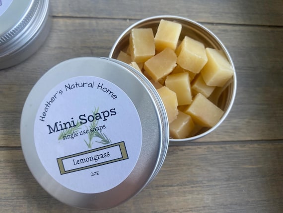 Travel Soap Mini's in a Tin: Artisan Travel Soaps, Soaps for Camping, Gym, Single Use Soaps, Soaps for Diaper Bag,
