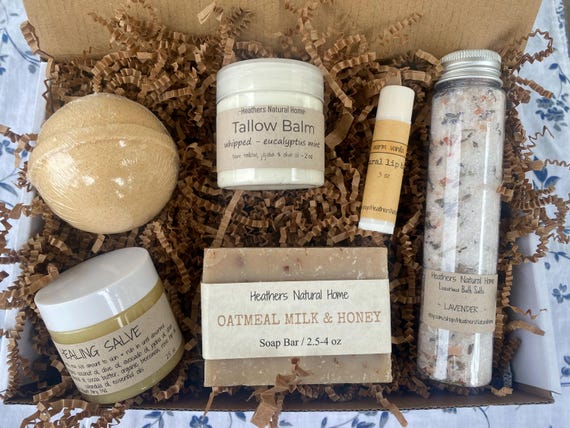 Warm Spa Gift Box, Skin Care Gift Box, Natural Healing Gift Box, Get Well Soon Gift Set Handcrafted Gift, Natural Skin Care, Tallow Gift Set
