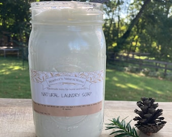 32oz Natural Laundry Soap 64 loads~ Toxin Free, Clean Ingredients, Zero Waste Laundry Soap, Baby safe laundry soap reusable mason jar