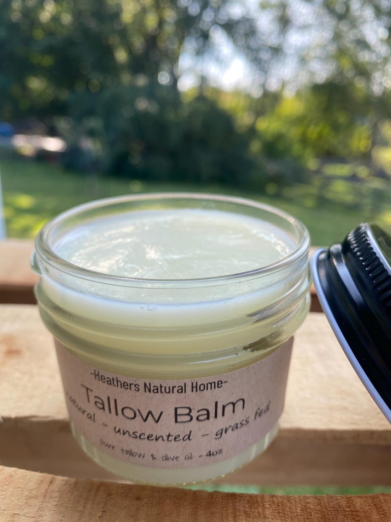 Unscented Grass Fed Beef Tallow Balm, Triple Filtered Beef Suet, Local