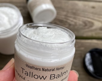 Unscented Grass Fed Beef Tallow Balm: Natural Face & Body Cream, Pure Tallow Lotion, Local Beef Handmade Tallow, Extremely Soft Tallow