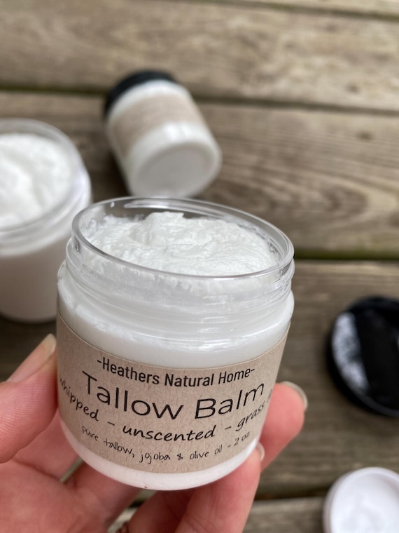 Unscented Grass Fed Beef Tallow Balm: Natural Face & Body Cream, Pure Tallow Lotion, Local Beef Handmade Tallow, Extremely Soft Tallow
