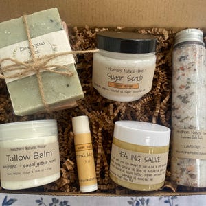 Large Cozy Spa Gift Box, Natural Made Skin Care Box, Beautifully Packaged Gift Box for Her, Organic Skin Care Gift Set, Tallow Gift Box