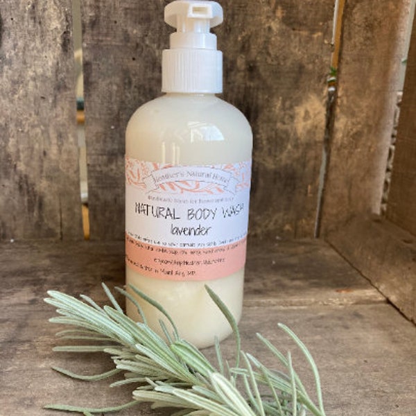 Healthy natural body wash 8oz pump ~ Lavender, Light Citrus & Vanilla Scents~ Raw Ingredients ~ Naturally Scented No Artificial Ingredients