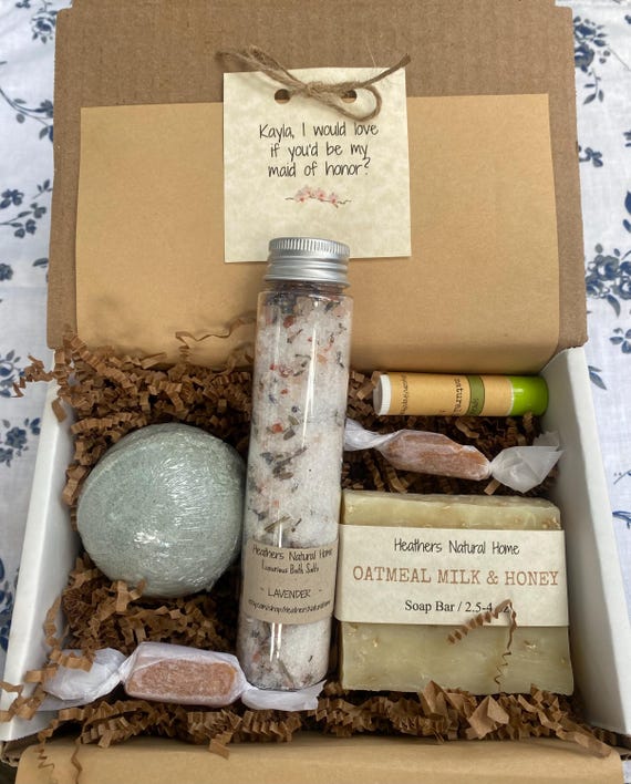 Natural Spa Gift Box: Artisan Soap, Bath Bomb & Personalized Card, Spa Gift for Her, Gift for Wife, Mothers Day Gift
