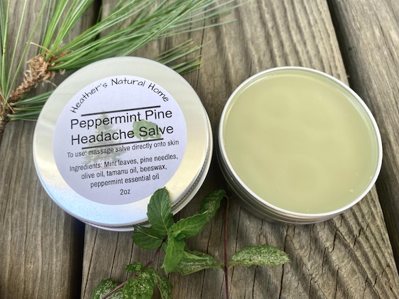 Pine Peppermint Headache Salve, Tension Headaches Cooling Soothing Balm, Organic Headache Salve, Herbal Ointment, Herbal Salve