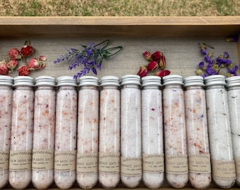 Large Natural Bath Salts 4 oz Bridal Shower Favors personalized Baby Shower Favors Botanical Organic Epson Salts Muscle Ease Natural Relief