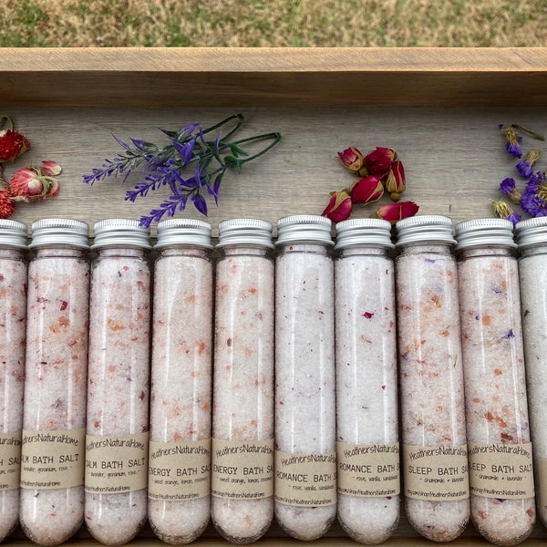Large Natural Bath Salts 4 oz Bridal Shower Favors personalized Baby Shower Favors Botanical Organic Epson Salts Muscle Ease Natural Relief