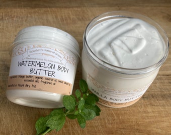 Whipped body butter ~Natural ~ Delicious lightly scented ~ 8oz or 4oz ~ Healing for Dry Chapped Skin, Absorbent Light Body Butter