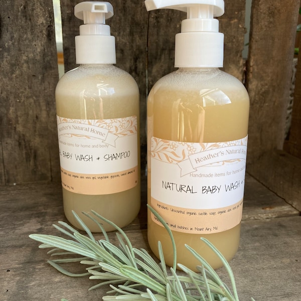 Natural Baby Shampoo & Wash, 9oz Organic baby wash  Lavender, Chamomile Baby shampoo, 4 Simple Ingredients, Gentle and Safe for Baby Skin