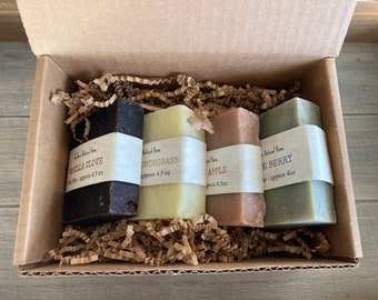 Artisan Soap Gift Box: Natural Cold Process Soap Set, Birthday Gift, Gift for Mom, Bar Soap Gift Box,