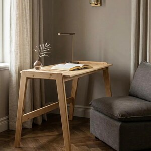 Schreibtisch aus massivem Kiefernholz, minimalistischer Holzschreibtisch, skandinavischer Home-Office-Schreibtisch, zerlegbarer Arbeitstisch