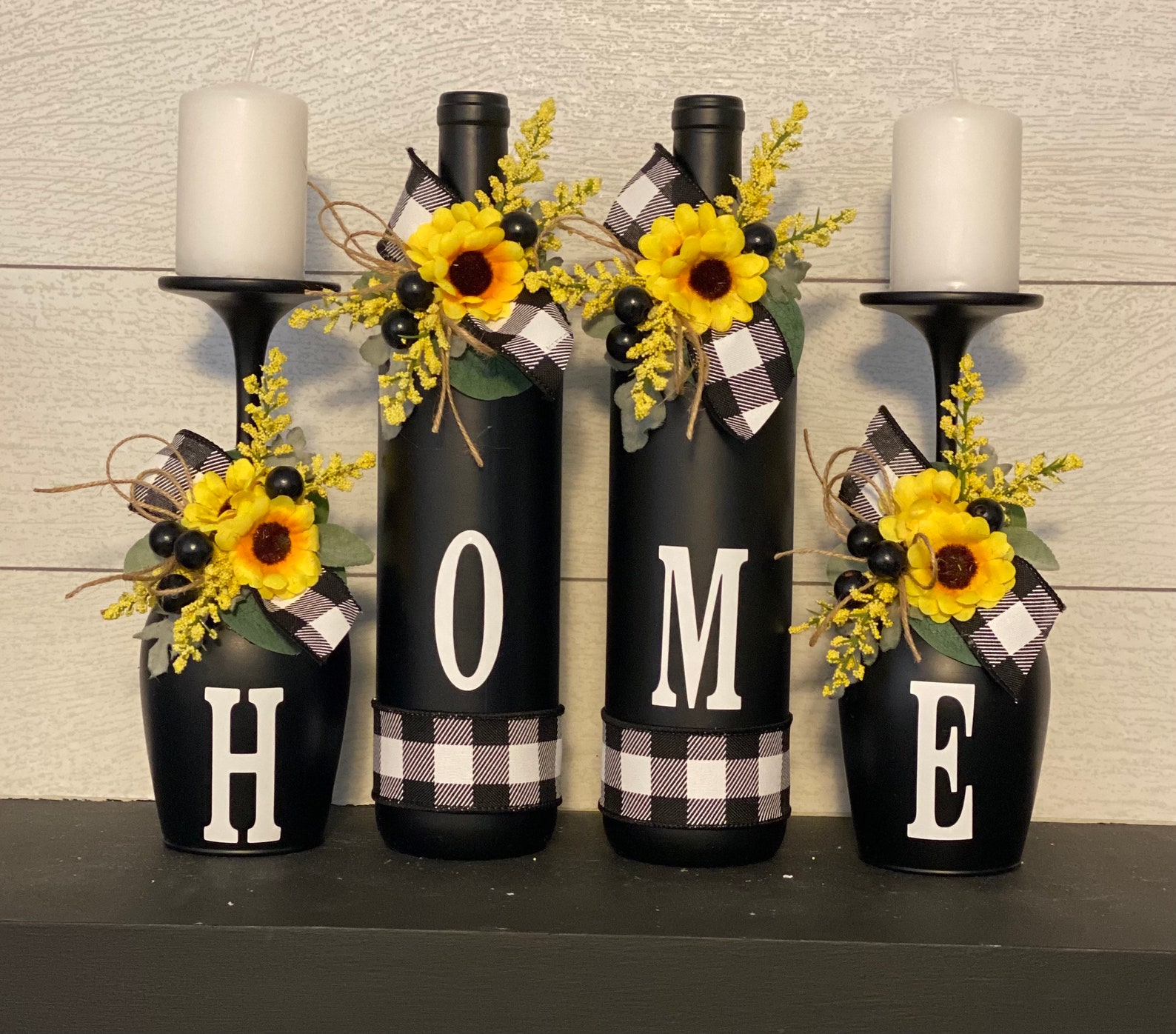 Buffalo Plaid Farmhouse decor with sunflowers | Etsy