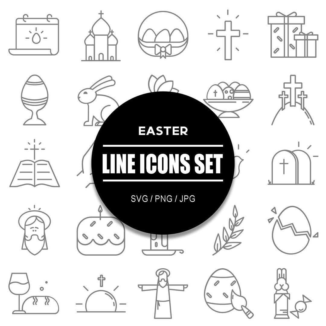 Easter Line Icon Set I Outline Icon Bundle in SVG PNG JPG Format - Etsy