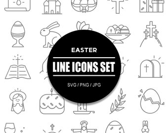 Easter Line Icon Set I Outline Icon Bundle in SVG PNG JPG format
