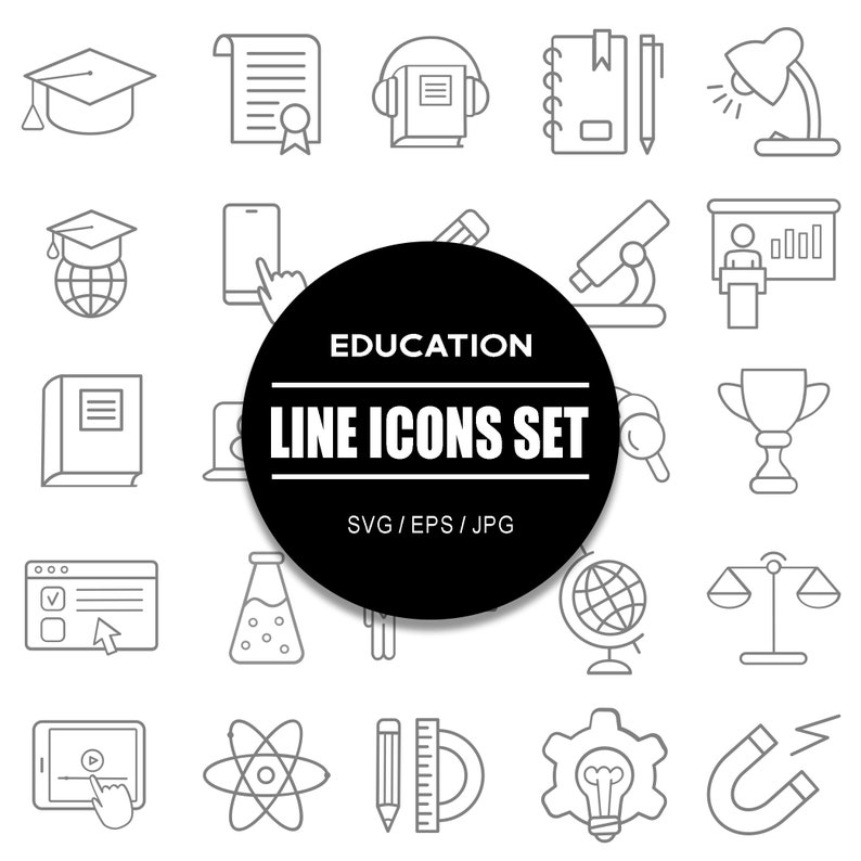 Education Line Icon Set I Outline Icon Bundle in SVG EPS JPG Format - Etsy