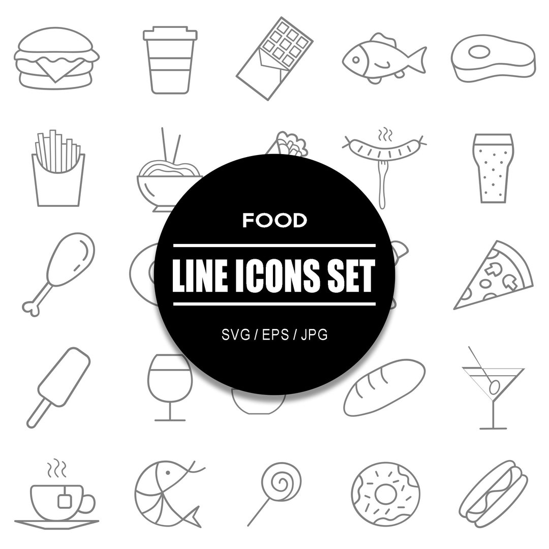Food Icon Set I Outline Icon Bundle in SVG EPS JPG Format - Etsy
